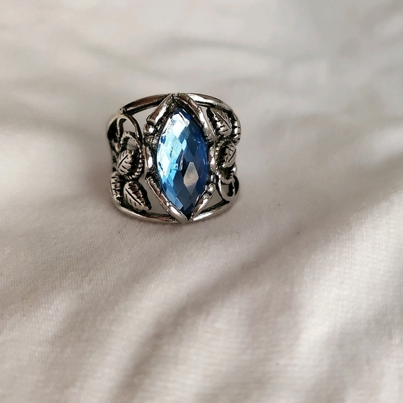New 925 Silver Marquise Blue Sapphire Wedding Ring - Picture 4 of 9